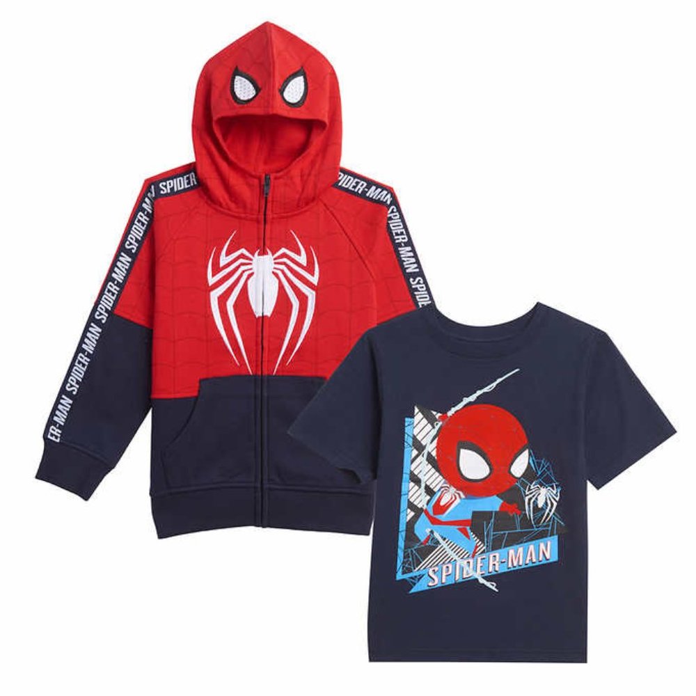 Marvel Spiderman 2 pc Boys Hoodie Jacket & T-Shirt Set Boys Size 7